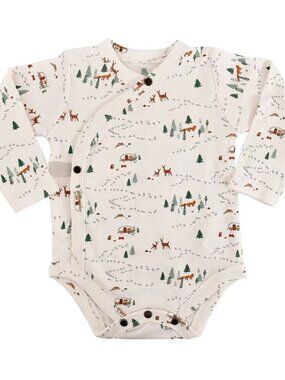 Finn + Emma Long Sleeve Into The Woods Forest Organic Cotton Bodysuit Size 3-6M